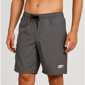 Maui and Sons Swim‎ Trunks Gray Elastic Waist Swim Shorts Mens Size XL